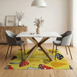 Whimsical Yellow Mushroom Meadow Area Rug