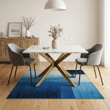 Blue Teal Geometric Block Dot Area Rug