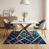 Teal Blue Geometric Lattice Area Rug