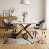 Shaggy Highland Cow Cherry Blossom Area Rug