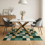 Teal Green Geometric Patchwork Area Rug