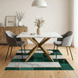 Emerald Green Marble Gold Geometric Area Rug