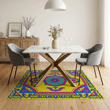 Vibrant Yellow Mandala Persian Area Rug