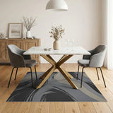 Abstract Grey Wave Brushstroke Area Rug