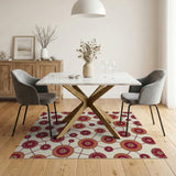 Interconnected Sunburst Circles Tribal Rug