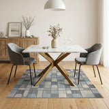 Blue and Teal Abstract Geometric Blue Grey Area Rug