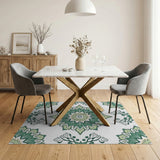 Green Mandala Leaf Area Rug