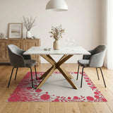 Pink Vintage Pink Floral Border Area Rug