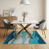 Blue and Teal Teal Ocean Wave Area Rug