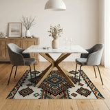 Southwestern Teal Orange Geometric Diamond Rug