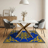 Royal Blue Gold Ornate Persian Medallion Rug
