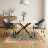 Blue and Teal Floral Vintage Washable Area Rug
