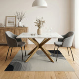 Abstract Overlapping Circles Black White Area Rug