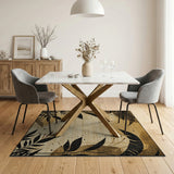 Beige Fern Silhouette Distressed Area Rug