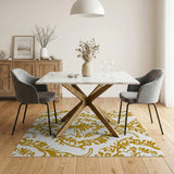 Traditional Persian Elegant Gold Damask Floral Area Rug