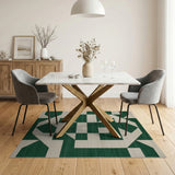 Emerald Green Geometric Modern Geometric Modern Area Rug