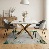 Green Butterfly Vine Distressed Vintage Rug