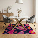 Playful Pixel Hearts Lollipops Navy Rug