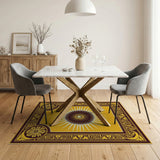 Golden Sunburst Medallion Area Rug