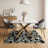 Whimsical Black Mushroom Cluster Area Rug