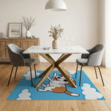 Playful Cartoon Puppy Leaping Clouds Area Rug