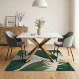 Lush Green Palm Leaf Green Area Rug