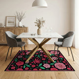 Pink Vibrant Pink Roses Floral Area Rug