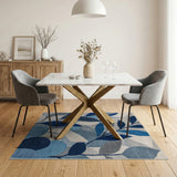 Blue Teal Abstract Leaf Area Rug