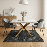 Ornate Grey Baroque Medallion Area Rug