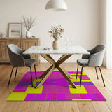 Vibrant Pink Purple Yellow Geometric Patchwork Rug