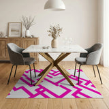 Bold Pink Geometric Line Area Rug