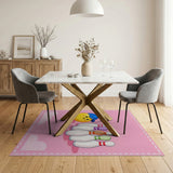 Cute Yellow Smiley Cap Bowling Pins Kids Rug