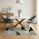 Abstract Black White Organic Shapes Area Rug