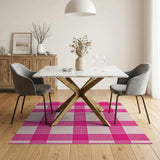Vibrant Pink White Gingham Check Area Rug