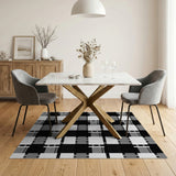 Black and White Bold Black White Checkered Plaid Area Rug