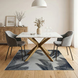 Black Palm Frond Silhouette Area Rug