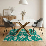 Geometric Modern Blue and Teal Teal Starburst Geometric Area Rug