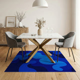 Wavy Blue Abstract Abstract Area Area Rug