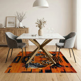 Vibrant Orange Tiger Face Geometric Area Rug