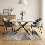 Beige and Neutral Abstract Area Abstract Wavy Neutral Area Rug