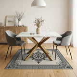 Ornate Beige Medallion Persian Area Rug