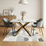 Grey Abstract Organic Shapes Area Rug