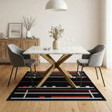 Bold Red White Geometric Modern Area Rug