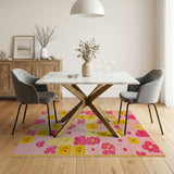 Playful Smiling Flowers Kids Area Rug