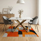 Geometric Modern Vibrant Orange Geometric Area Rug