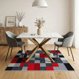 Bold Red Grey Geometric Modern Area Rug
