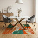 Vibrant Monstera Leaf Area Rug in Green and Orange