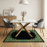 Ornate Teal Persian Border Area Rug