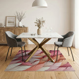 Vibrant Pink Orange Feather Layered Area Rug