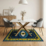 Evil Eye Heritage Tribal Area Rug - Navy Gold